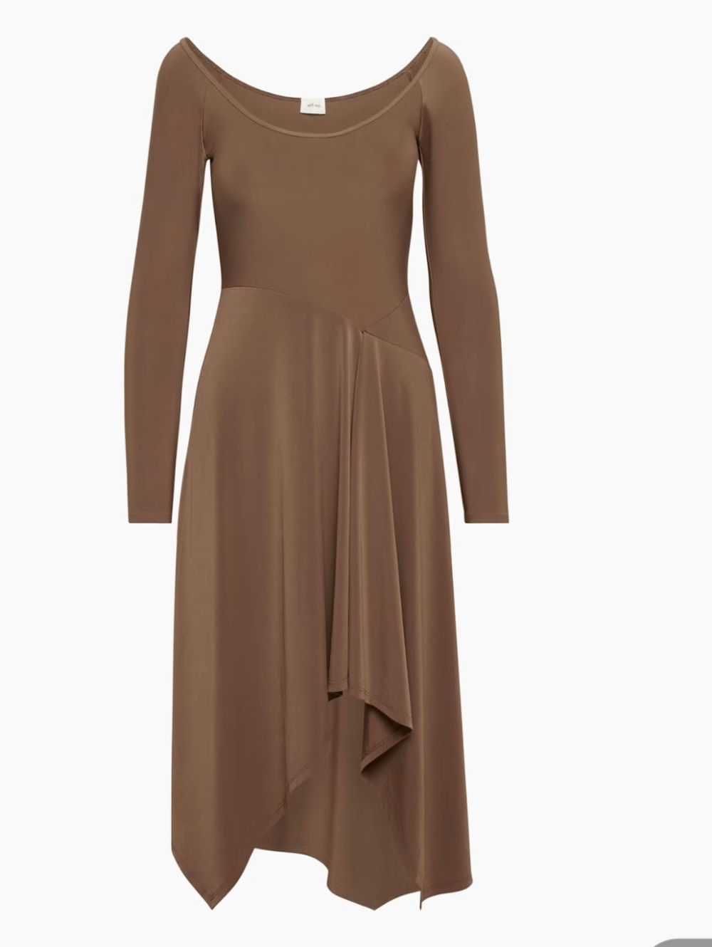 Wilfred Aritzia Nuage Dress Brown Long Sleeve Asymmetrical Midi Size Large - Picture 13 of 15